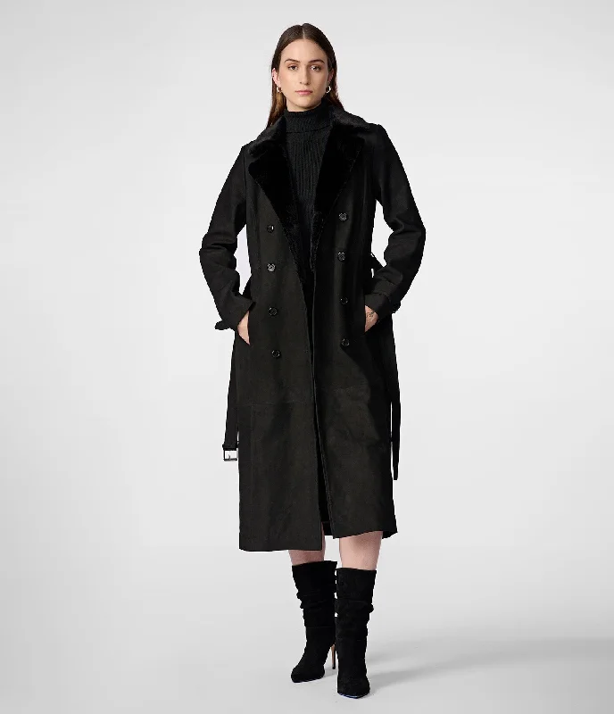  Women's Functional Outfit For Outdoor ActivitiesSavannah Faux Fur Trench