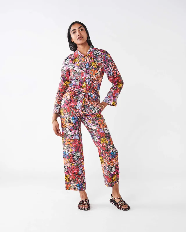  Unleash Your Trendy SideForever Floral Black Linen Long Sleeve Jumpsuit