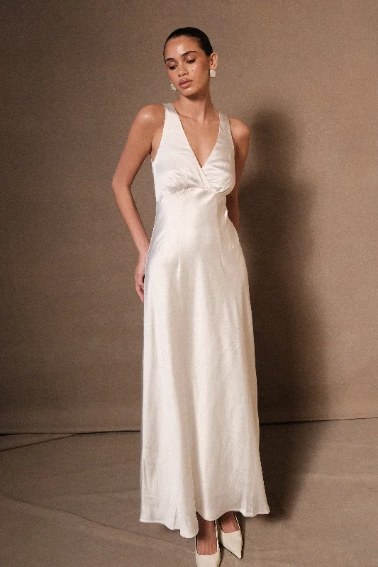  Women's Casual Wear ClothesMeghan Satin Maxi Dress - Ivory