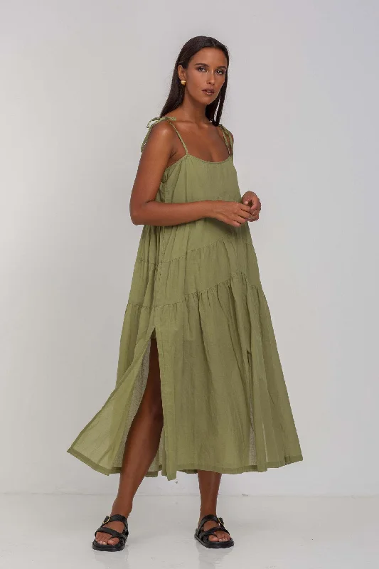  Women's Resort AttireWhen Time Stood Still Crispy Moss Midi Dress