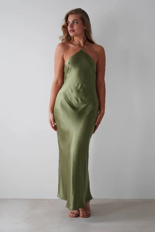  Massive Selection SaleHeather Soft Satin Maxi Dress | Olive