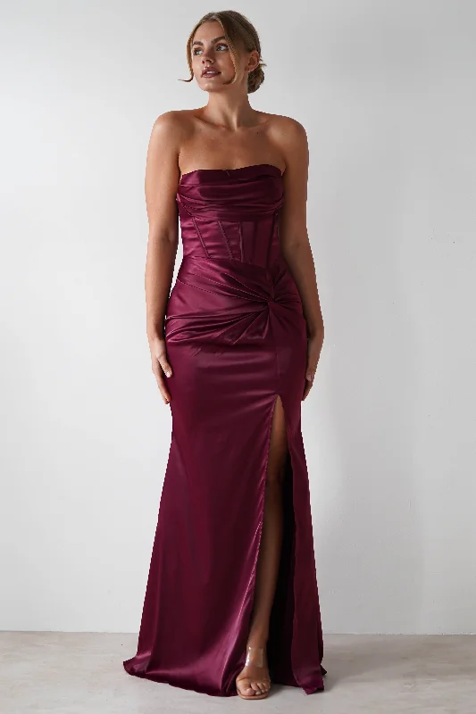  Break Fashion NormsClydee Soft Corset Maxi Gown | Burgundy