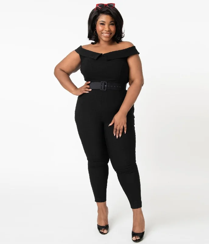  Exclusive Deals OnlineUnique Vintage Plus Size 1950s Black Off Shoulder Gillian Jumpsuit