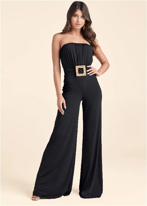  Women's Transitional GarmentsStrapless Belted Jumpsuit - Black