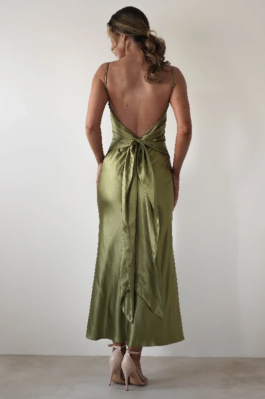  Get The Latest TrendsHermie Silky Satin Maxi Dress | Olive