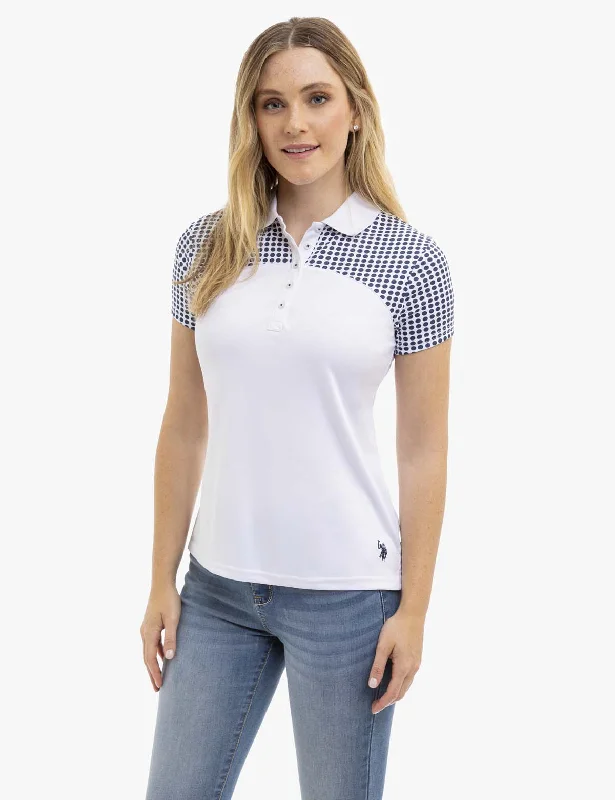  Stylish Women's Garments For HolidaysDOT PRINT COLORBLOCK POLO SHIRT