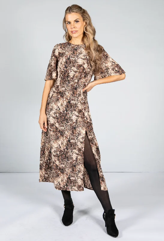  Women's Loungewear ClothesSnake Skin Print Midi Dress