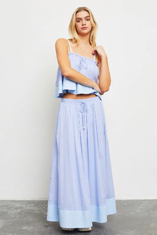  Chic Trend CollectionLight Periwinkle Colorblock Maxi Skirt