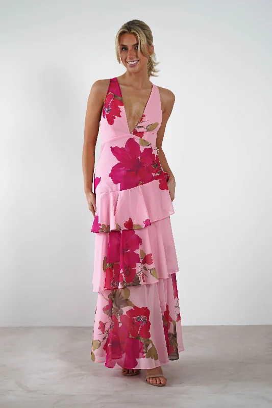  Vintage-Inspired Women's ApparelLenora Floral Print Maxi Dress | Pink