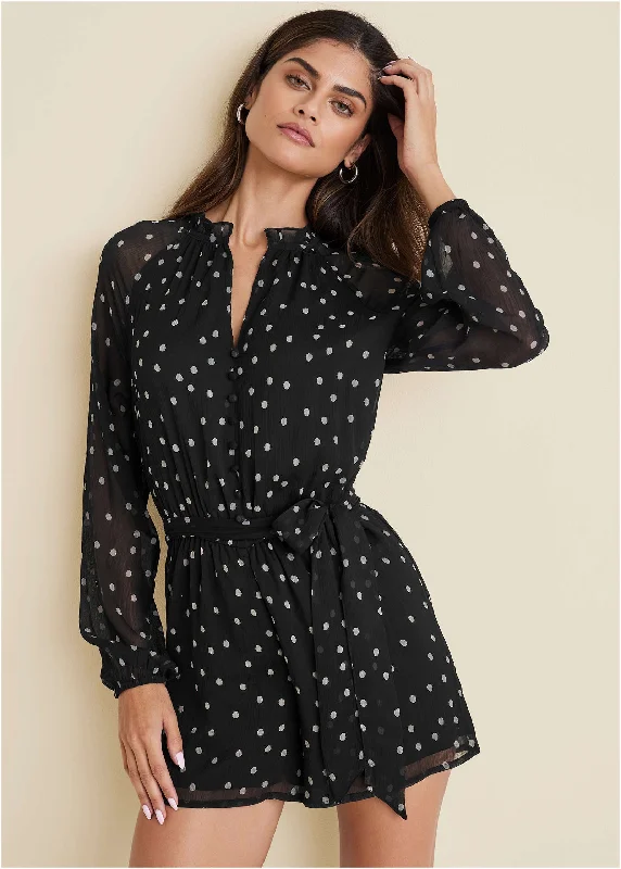  Women's Elegant ApparelCrinkle Chiffon Romper - Dolce Vita Dot