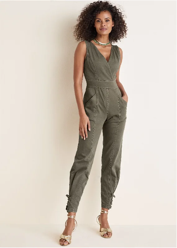  Women's Functional Outdoor GarmentsTwill Utility Jumpsuit - Olive