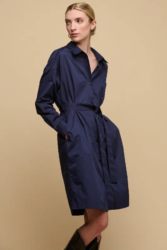  Discover NowWomen's Lorelle Belted Midi Cotton Shirt Dress - Navy