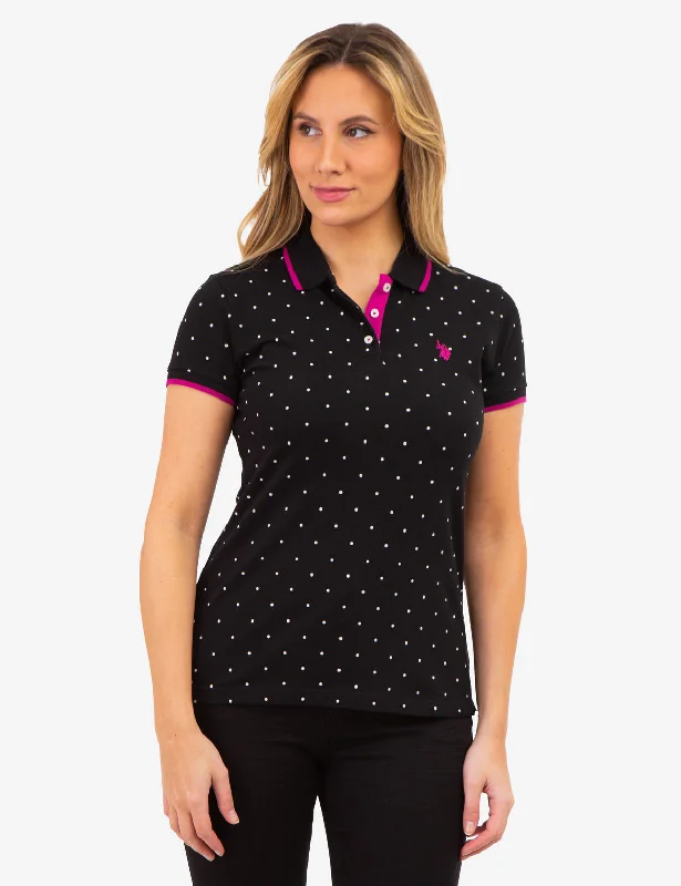  Women's Comfortable Lounge AttireDOT PRINT PIQUE POLO SHIRT