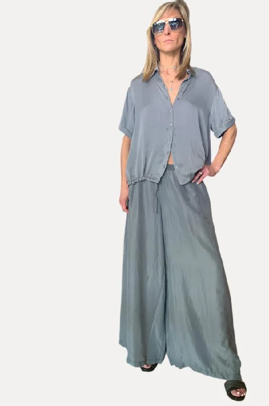  Women's Casual AttireWide Leg Pants - Grey Mist