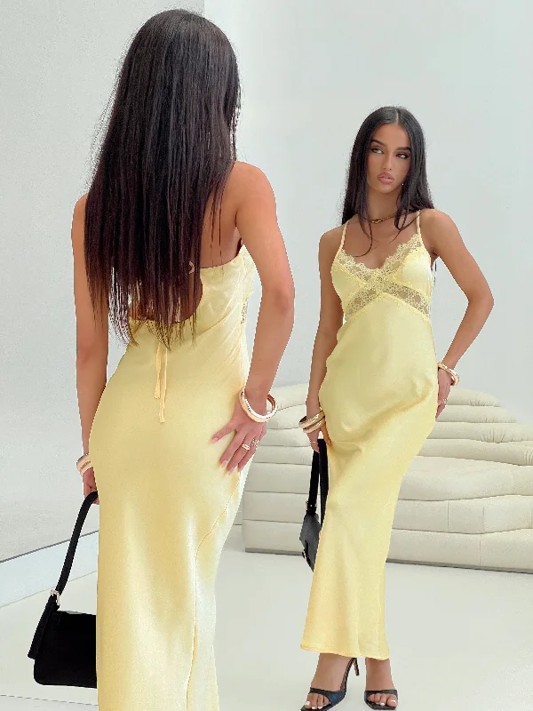  Feminine Style PromotionsTreasure Bias Cut Maxi Dress Lemon