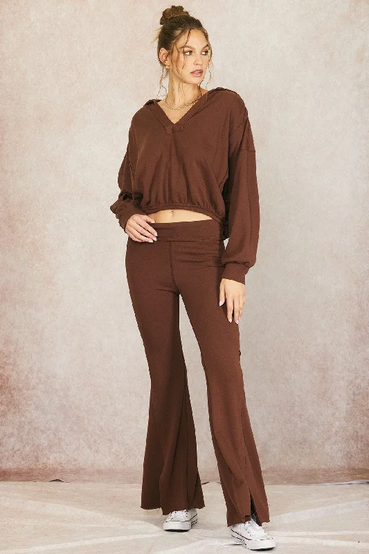  Women's ClothingBrown Terry Flare Lounge Pants