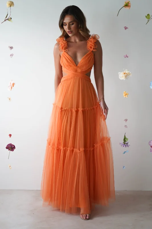  Special Offers, Don't MissGaliena Ruffle Tulle Maxi Dress | Orange