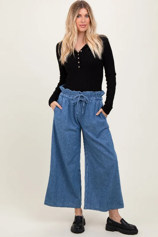  Women's Chic Outerwear GarmentsDenim Flowy Cropped Pant