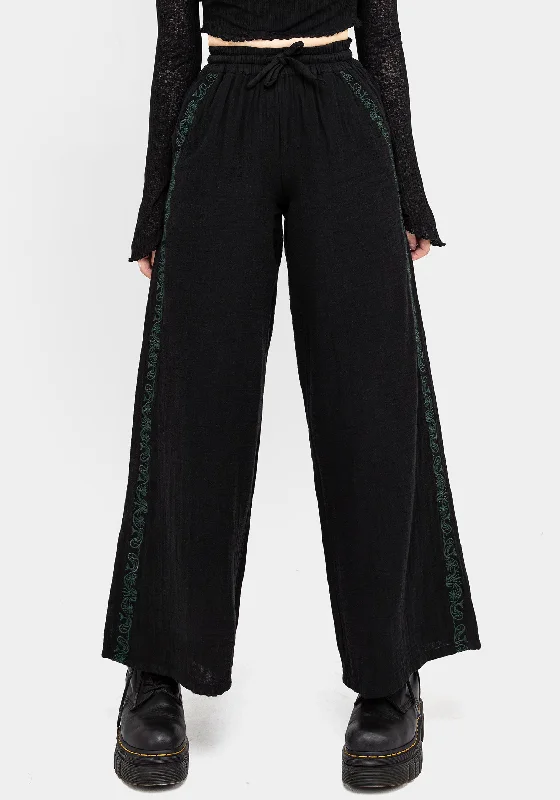  Women's Workout ClothingDamiana Embroidered Cotton Trousers