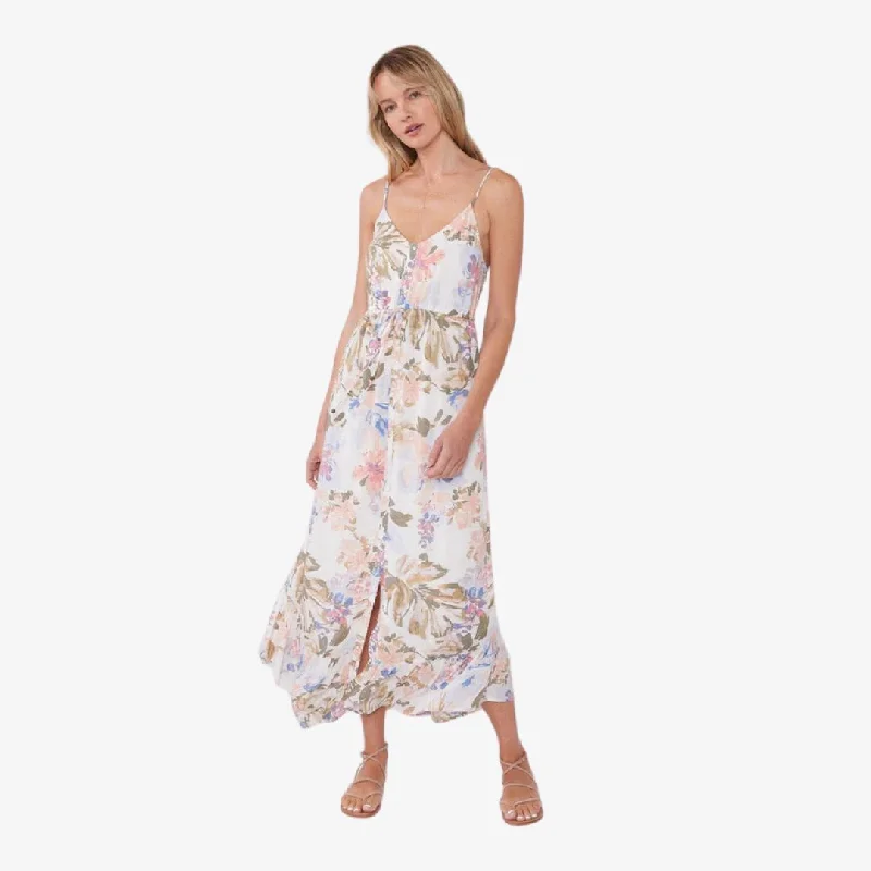  Chic & Cozy CollectionDasha Floral Midi Dress (Off White + Periwinkle)