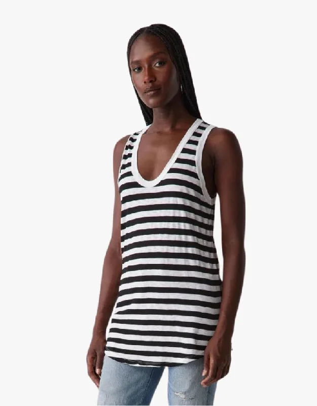  Women's Chic ApparelMichael Stars Tori Stripe Scoop Neck Tank Top in White