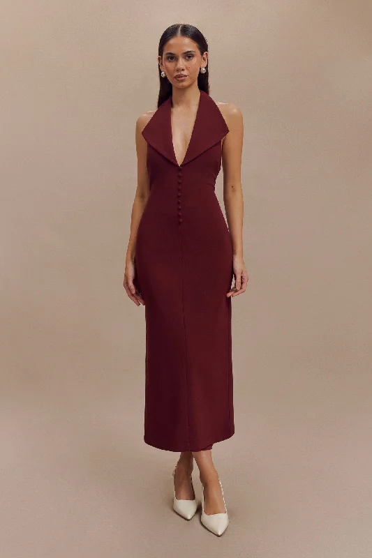  Sale Event, Prices RockAnnita Crepe Halter Midi Dress - Merlot