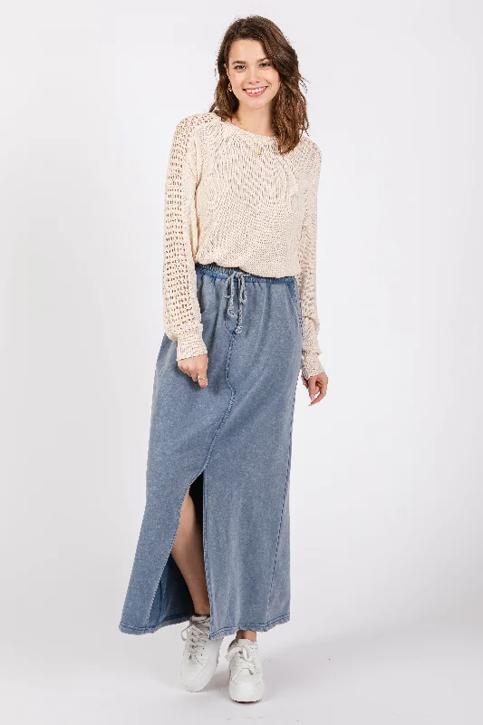  Special Offer For YouBlue Terry Drawstring Midi Skirt