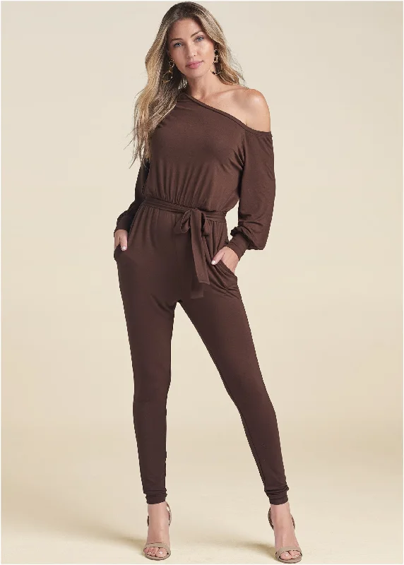  Stylish Women's ApparelOff-Shoulder Jumpsuit - Dark Brown