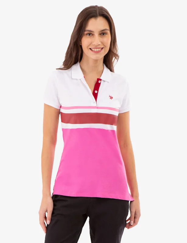  Comfortable Garments For WomenTRI COLORBLOCK POLO SHIRT