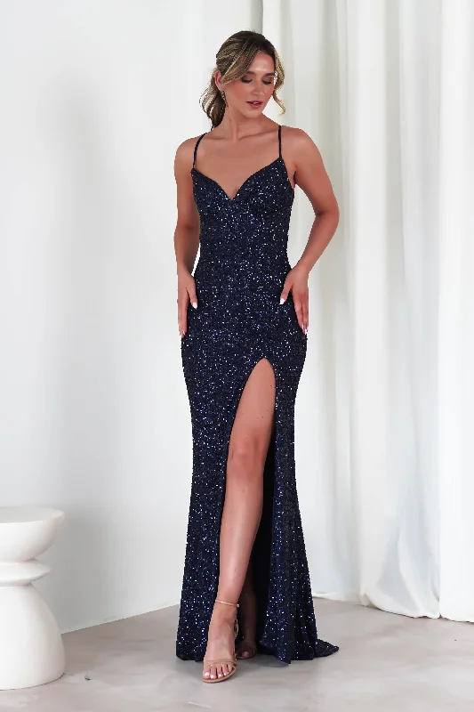  Women's Occasion Wear ApparelClarisse Bodycon Sequin Gown | Navy