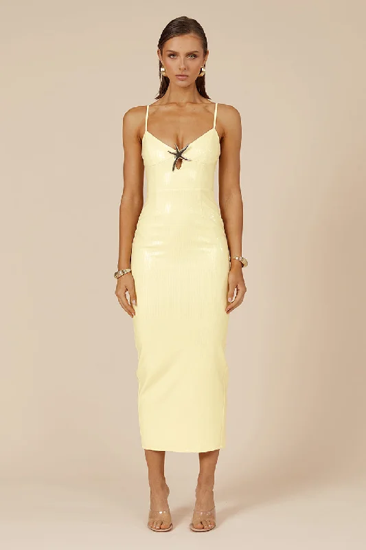  Chic Women's OutfitBENITO MIDI DRESS - LEMON