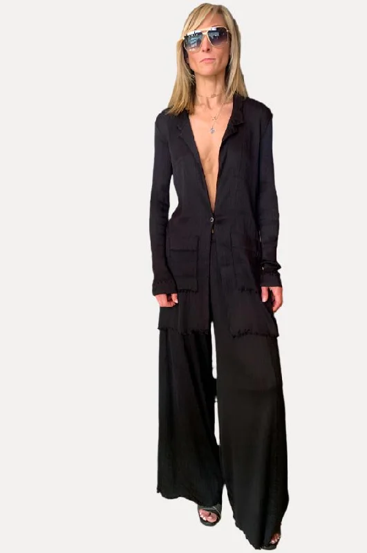  Women's Evening AttireWide Leg Pants - Black