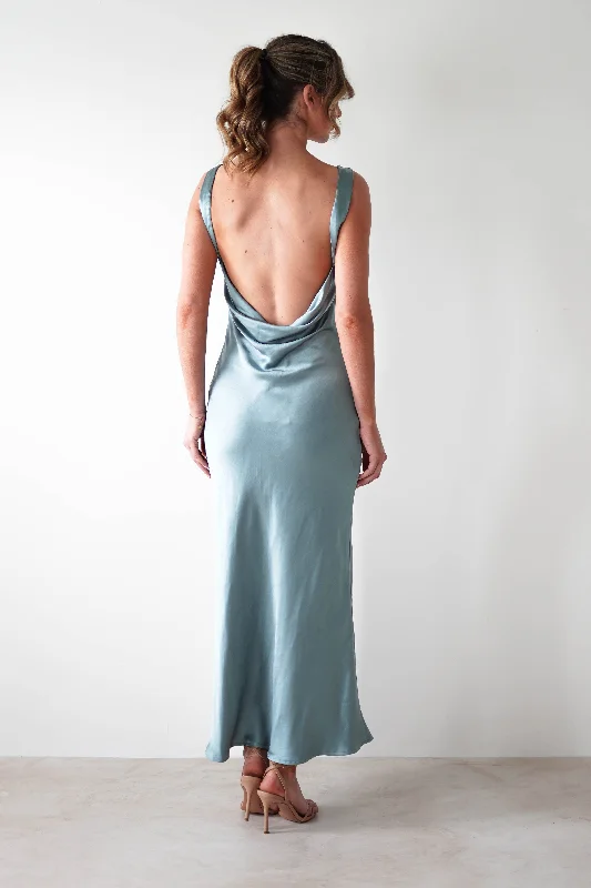  Spring OfferSinead Soft Satin Maxi Dress | Slate Blue