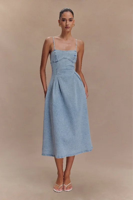  Hot SaleHarlyn Denim Midi Dress - Light Blue