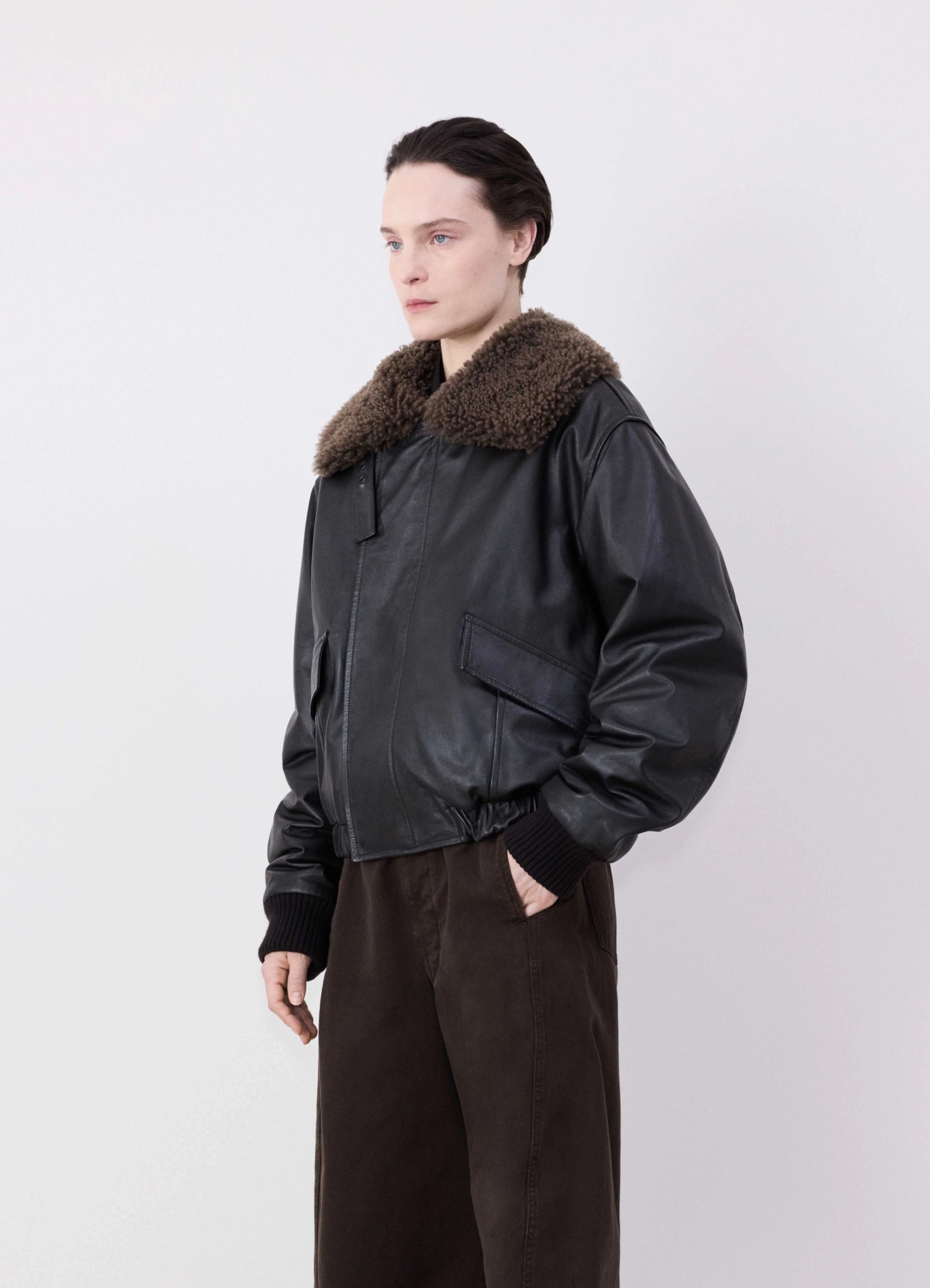  Classy Style DiscountsLEATHER BLOUSON WITH SHEARLING COLLAR