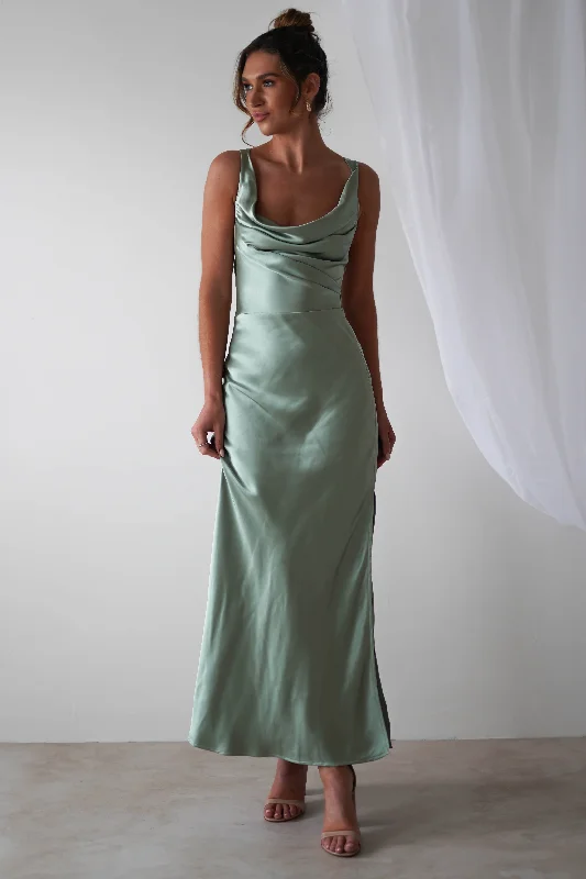  Women's Casual AttireMisha Soft Satin Maxi Dress | Sage Green