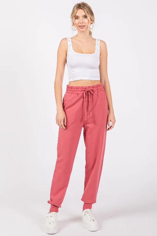  Women's Fashion-Forward ApparelPink Basic Drawstring Sweatpants