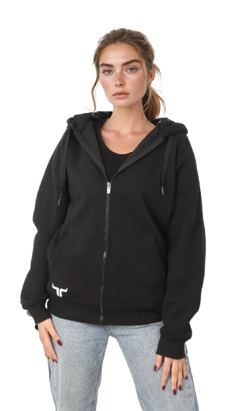  Women's Charming Outfit For Events(Original) Women Zip-Up Hoodie Jacket - NUT (Black)