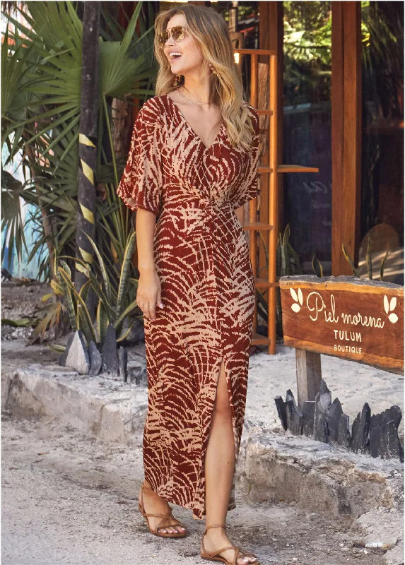  Women's Clothing ApparelTwist Front Maxi Dress - Mystic Palm