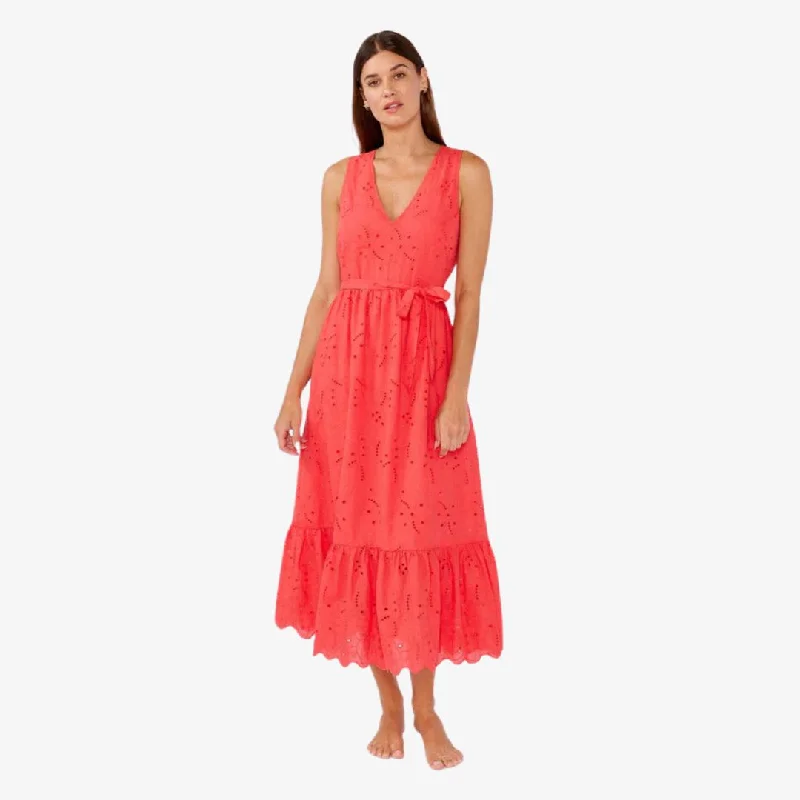  Fashion Forward Femininity Sweetpea Eyelet Midi Dress (Coral)