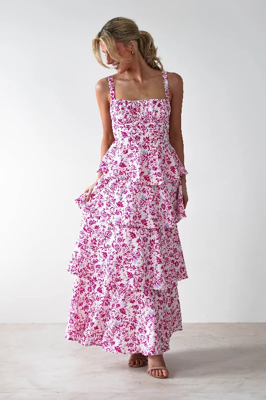  Luxury Casual DealsEmily Floral Ruffle Maxi Dress | Pink Print