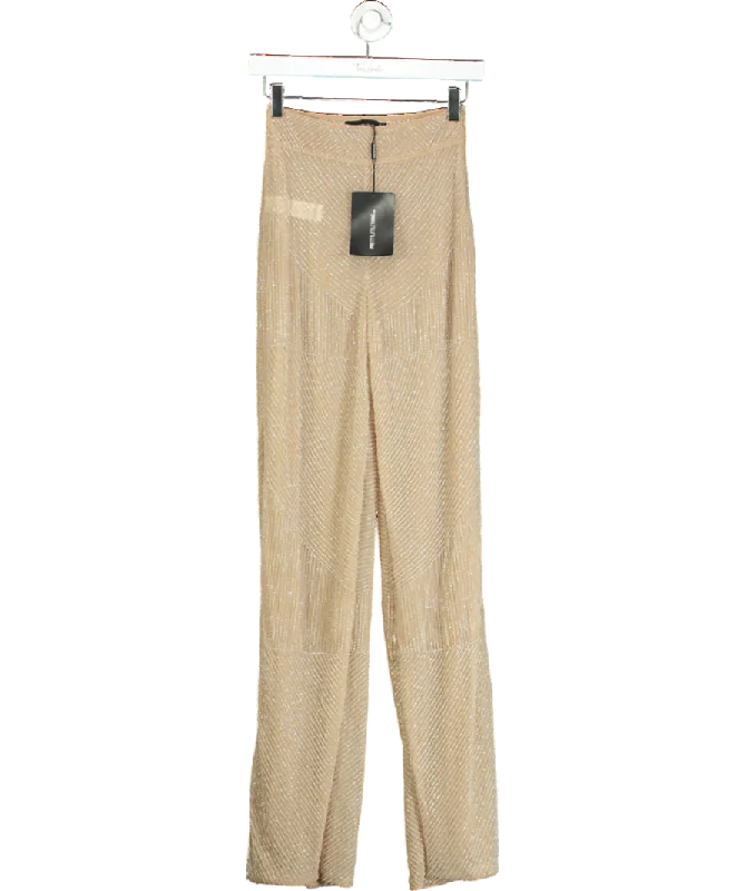  Special OffersPrettyLittleThing Nude Embellished Wide Leg Trouser UK 6