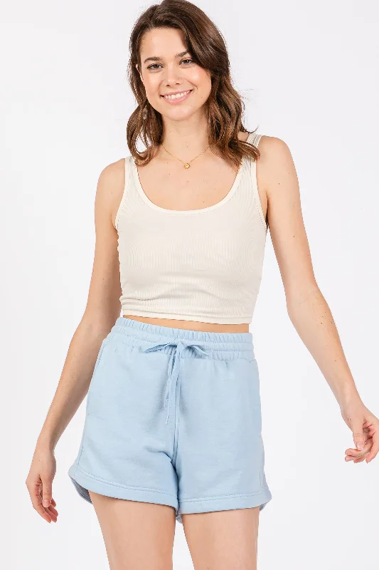  Women's Trendy AttireLight Blue Terry Shorts