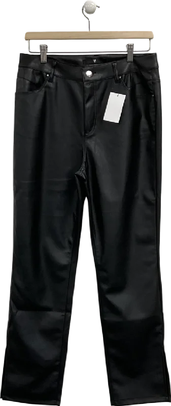  Women's Work Outfit For The OfficeVery Black Faux Leather Split Hem Trousers UK 14