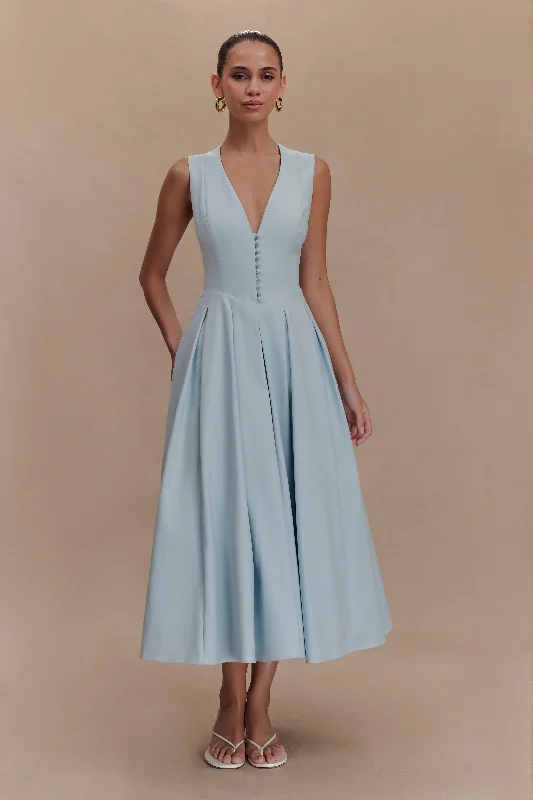  Find Your Unique FlairKeely Cotton Sleeveless Midi Dress - Sky Blue