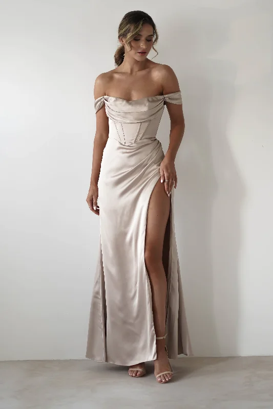  Embrace New FashionDionne Soft Coset Maxi Gown | Champagne