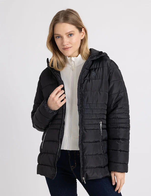  Women's ClothesHOODED PUFFER COAT WITH SLASH POCKETS