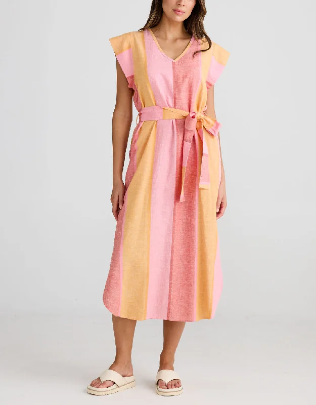  Discover NowSebou Linen Midi Dress - Lisbon Stripe