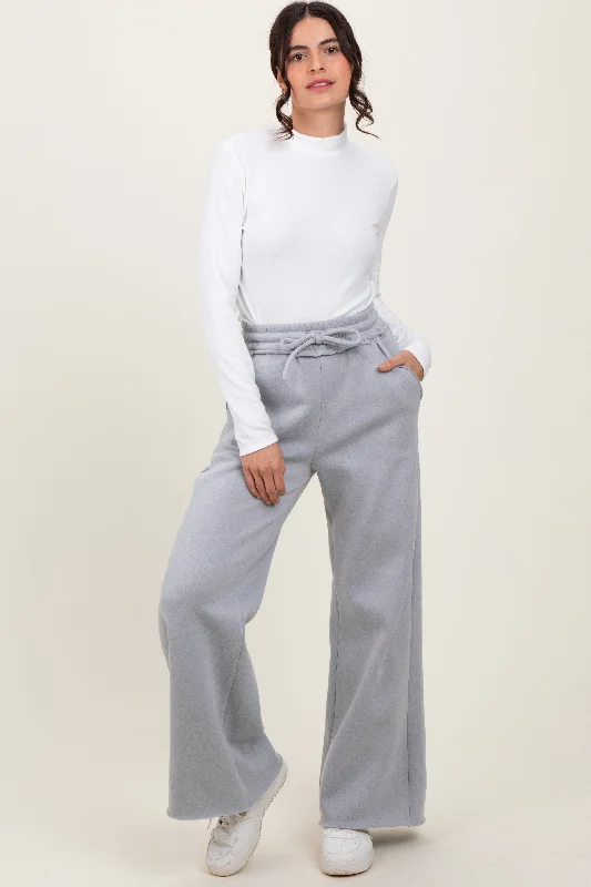  The Latest Fashion TrendsHeather Grey Exposed Seam Wide Leg Sweatpants