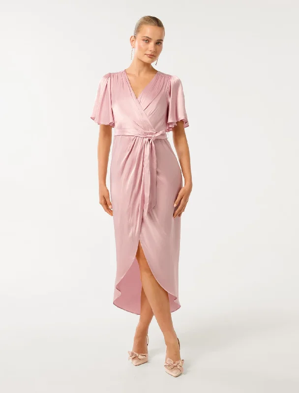  Budget SaverCarolina Satin Midi Dress